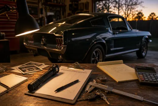 1967 Mustang fastback with valuation notes and appraisal tools